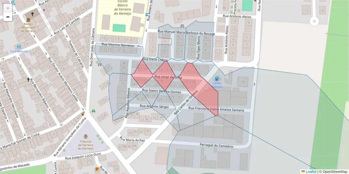 Mapa detalhado do código postal 7900-653 com limites, códigos postais vizinhos e agências dos correios