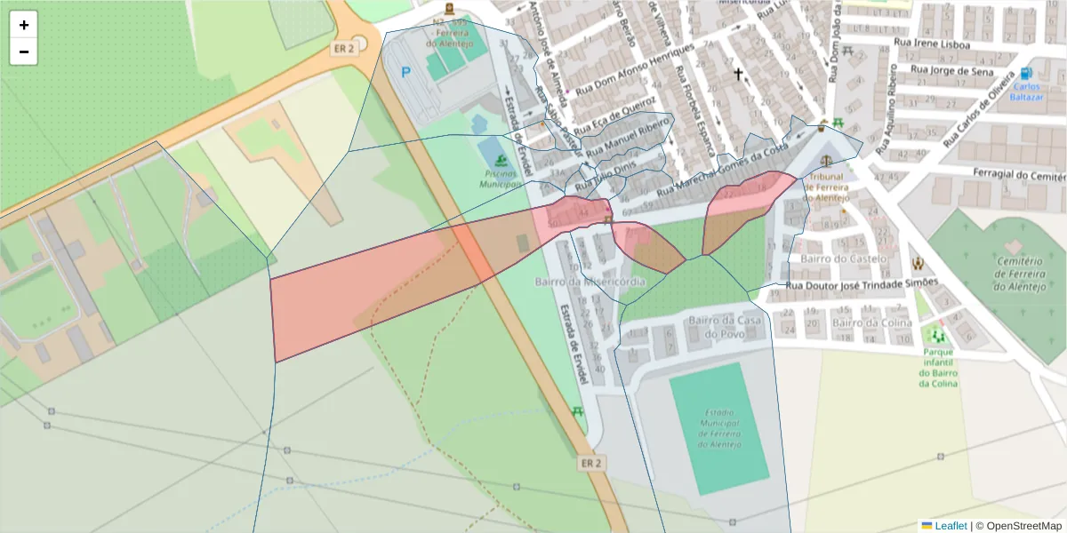Mapa detalhado do código postal 7900-667 com limites, códigos postais vizinhos e agências dos correios