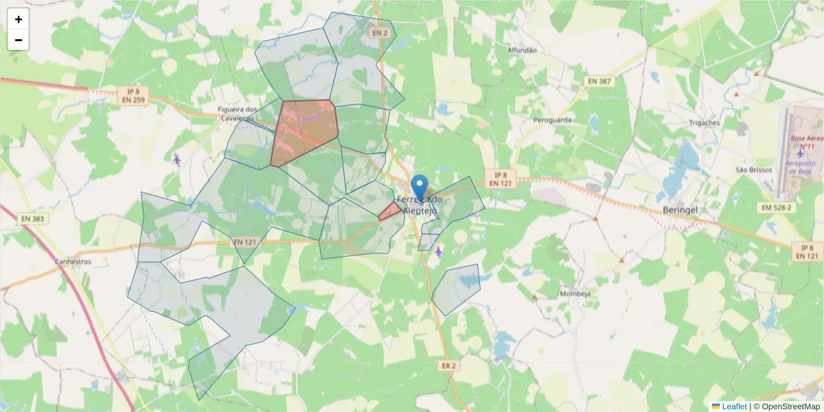 Mapa detalhado do código postal 7900-669 com limites, códigos postais vizinhos e agências dos correios