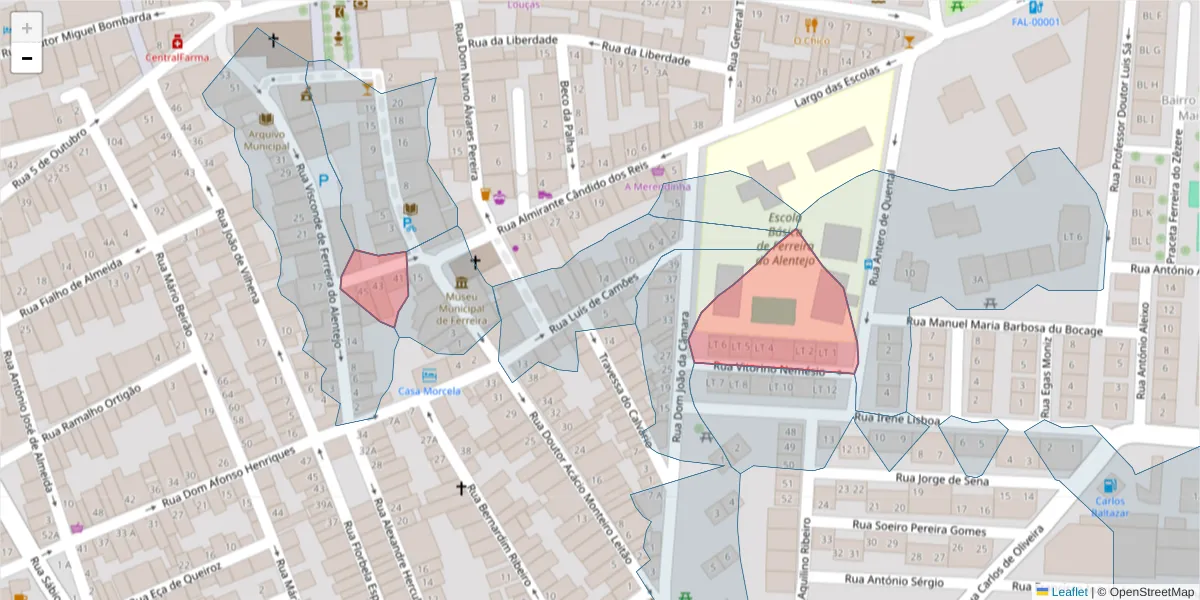 Mapa detalhado do código postal 7900-679 com limites, códigos postais vizinhos e agências dos correios