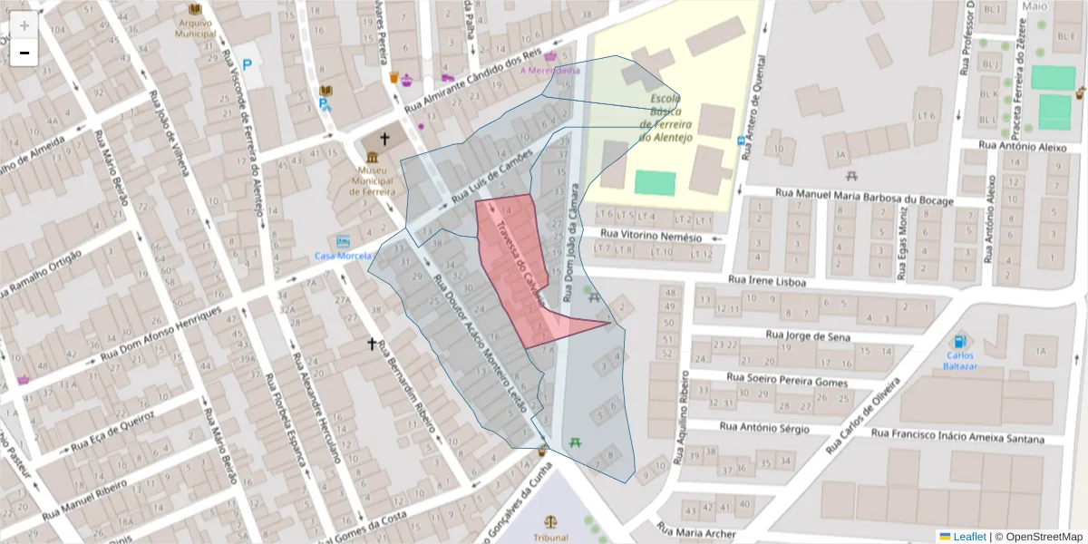 Mapa detalhado do código postal 7900-682 com limites, códigos postais vizinhos e agências dos correios