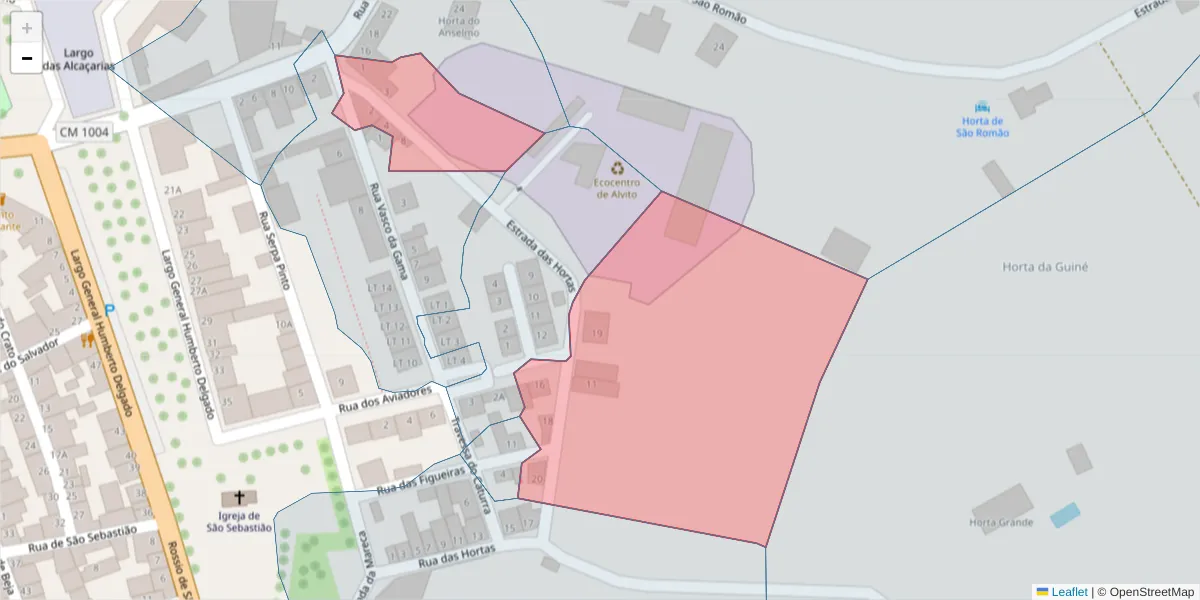Mapa detalhado do código postal 7920-014 com limites, códigos postais vizinhos e agências dos correios