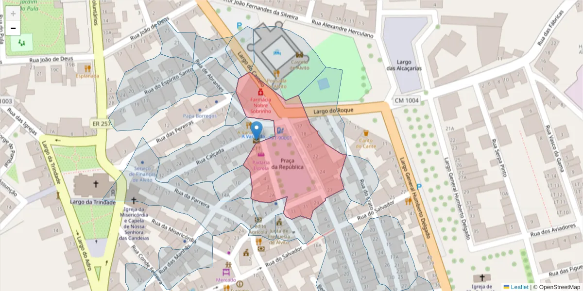 Mapa detalhado do código postal 7920-028 com limites, códigos postais vizinhos e agências dos correios