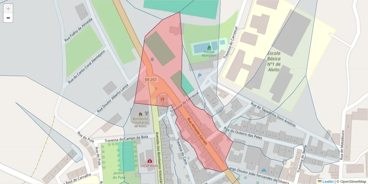 Mapa detalhado do código postal 7920-032 com limites, códigos postais vizinhos e agências dos correios