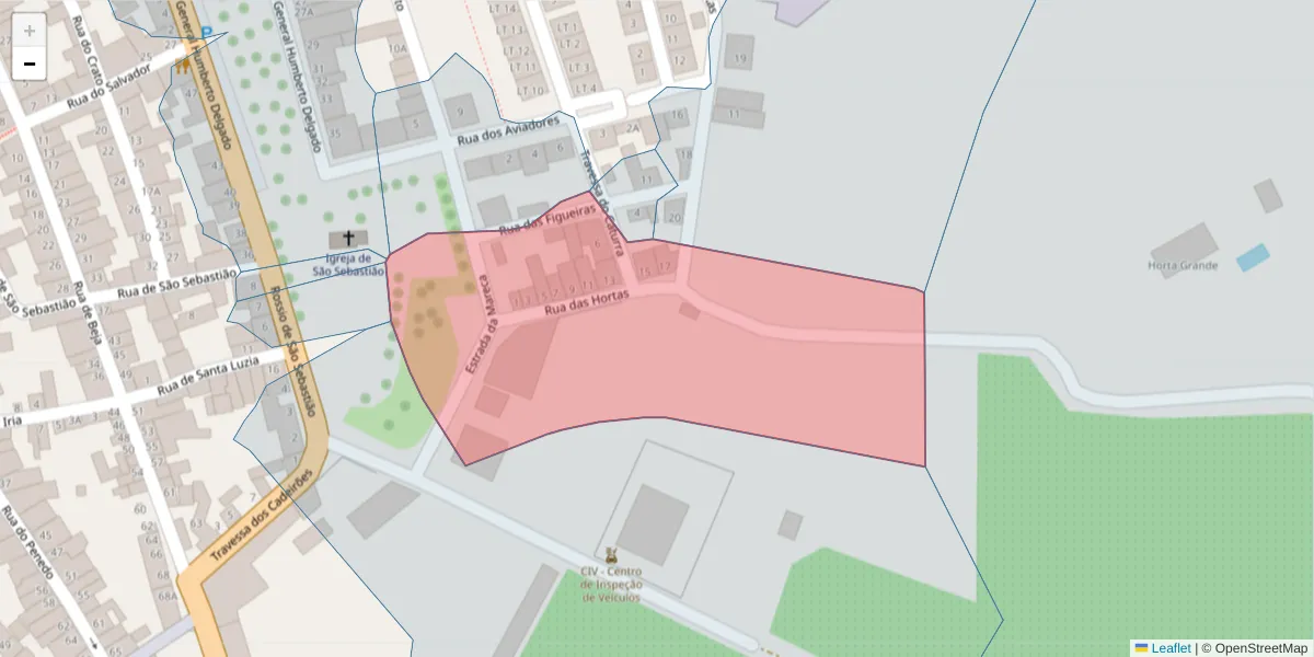 Mapa detalhado do código postal 7920-042 com limites, códigos postais vizinhos e agências dos correios
