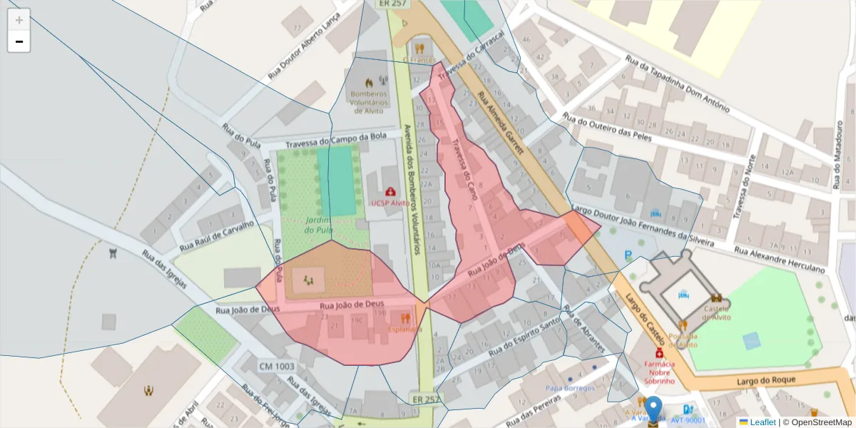 Mapa detalhado do código postal 7920-054 com limites, códigos postais vizinhos e agências dos correios