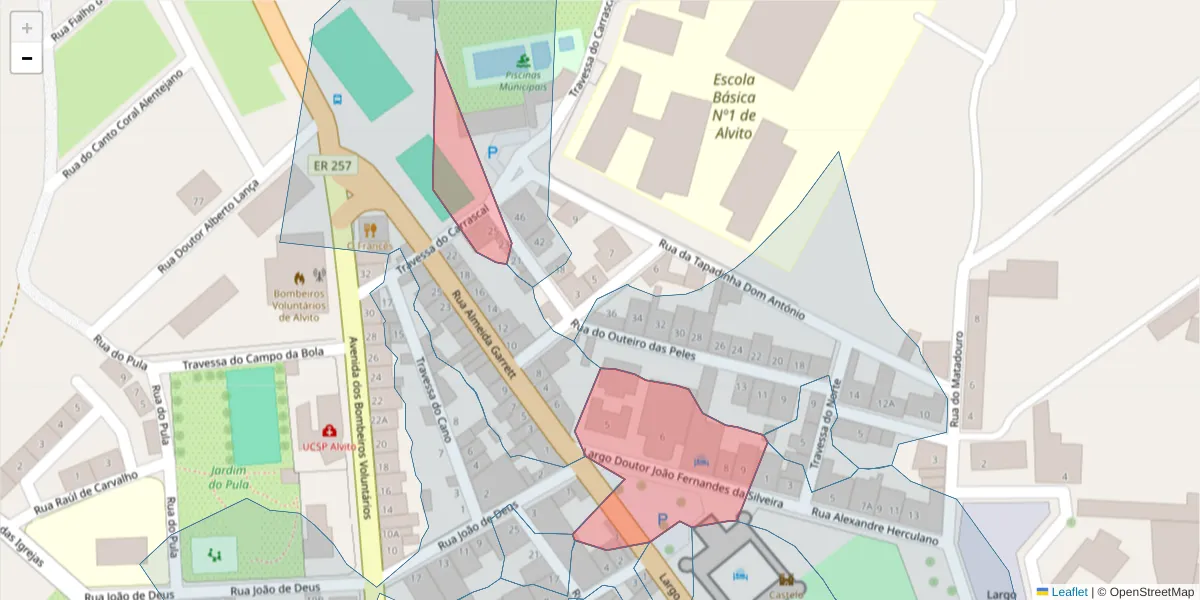 Mapa detalhado do código postal 7920-062 com limites, códigos postais vizinhos e agências dos correios