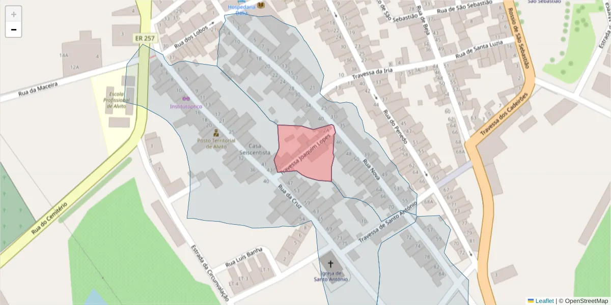 Mapa detalhado do código postal 7920-066 com limites, códigos postais vizinhos e agências dos correios