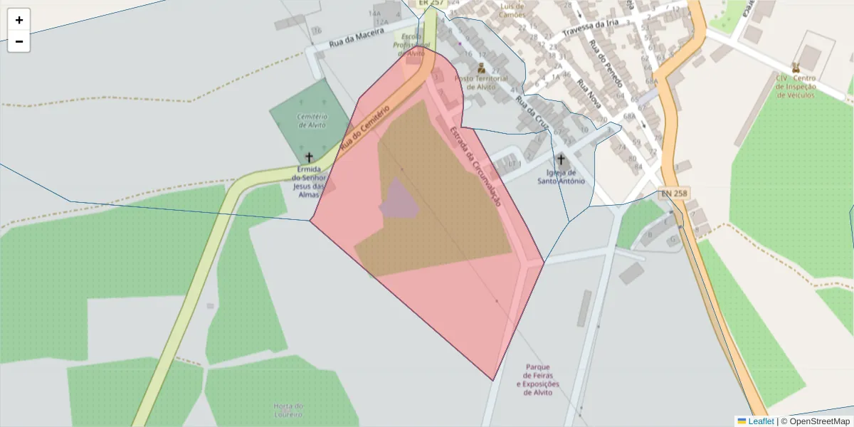 Mapa detalhado do código postal 7920-068 com limites, códigos postais vizinhos e agências dos correios