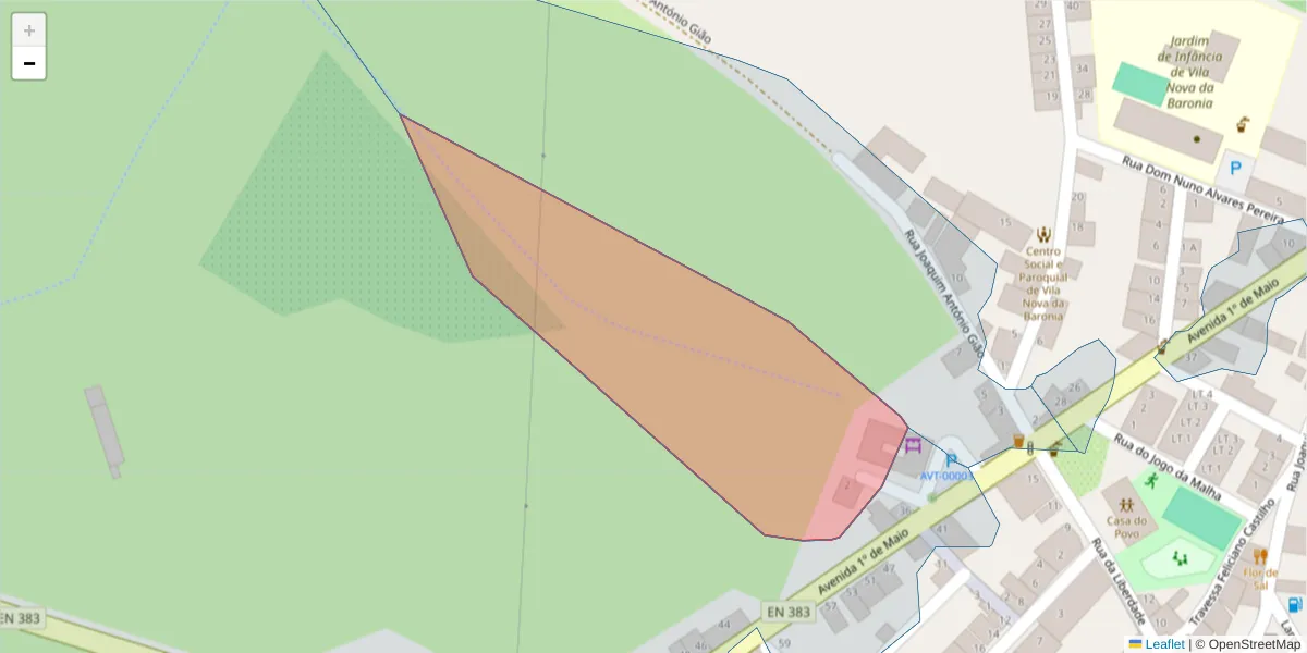 Mapa detalhado do código postal 7920-354 com limites, códigos postais vizinhos e agências dos correios