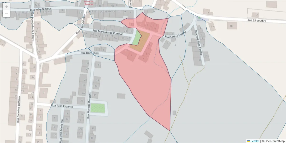 Mapa detalhado do código postal 7920-356 com limites, códigos postais vizinhos e agências dos correios