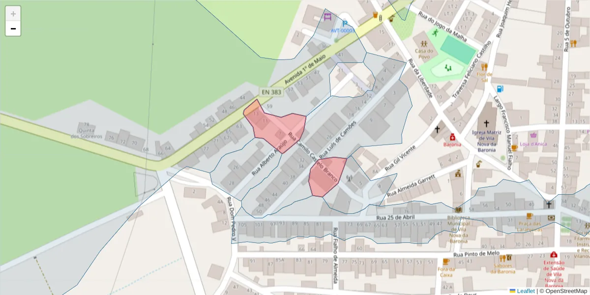 Mapa detalhado do código postal 7920-366 com limites, códigos postais vizinhos e agências dos correios