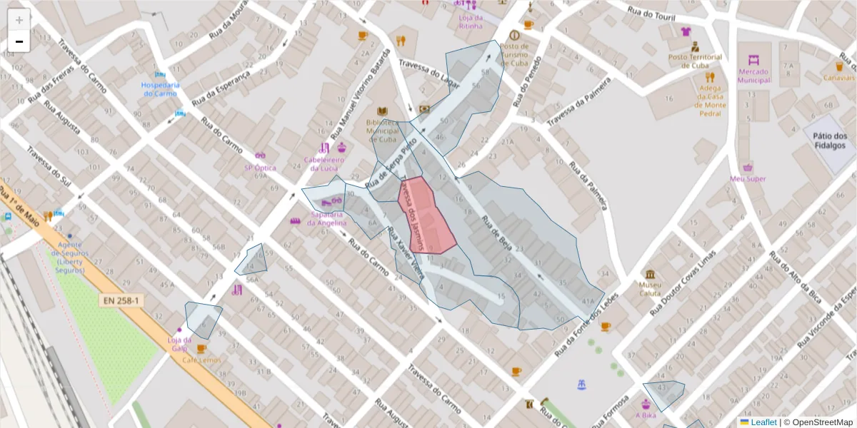 Mapa detalhado do código postal 7940-012 com limites, códigos postais vizinhos e agências dos correios