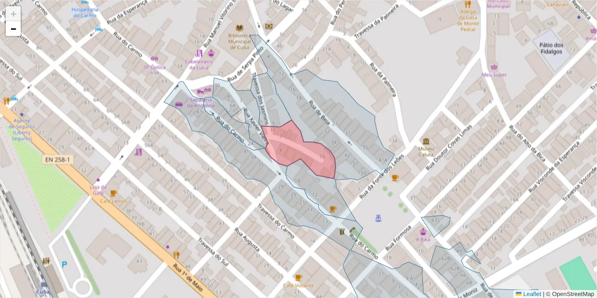 Mapa detalhado do código postal 7940-013 com limites, códigos postais vizinhos e agências dos correios