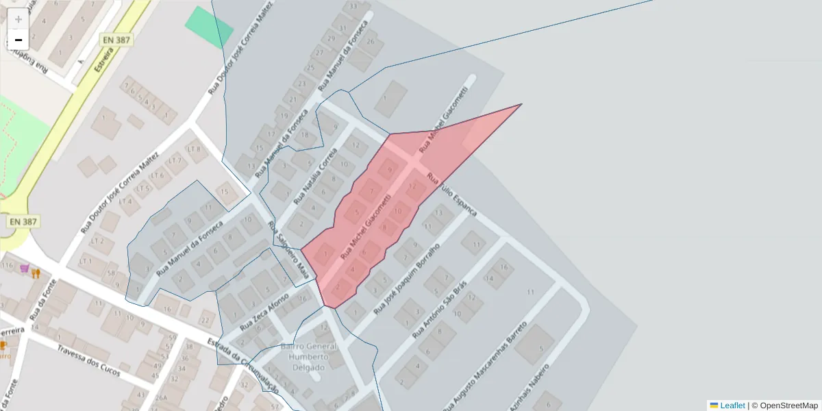 Mapa detalhado do código postal 7940-101 com limites, códigos postais vizinhos e agências dos correios