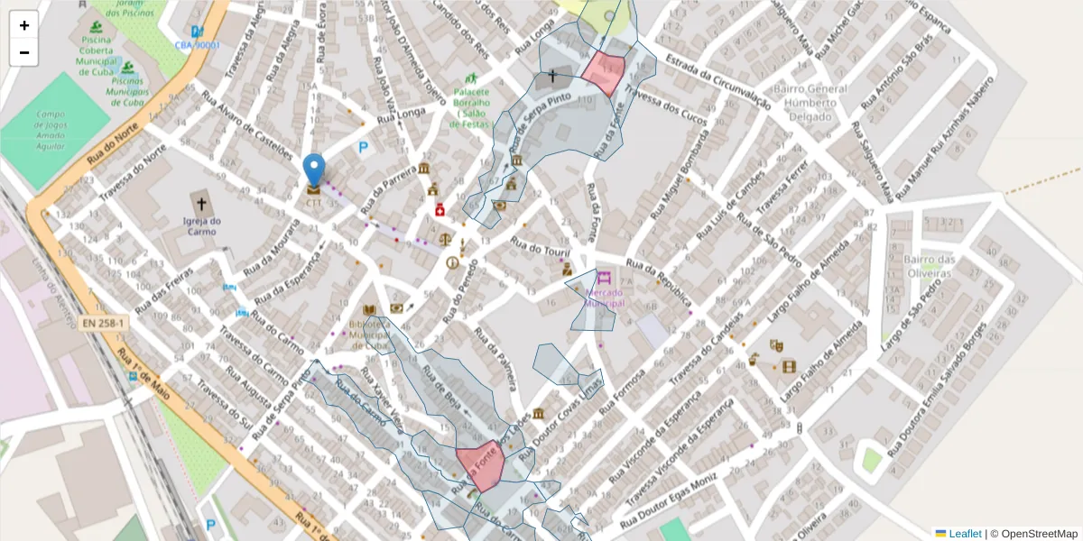 Mapa detalhado do código postal 7940-113 com limites, códigos postais vizinhos e agências dos correios