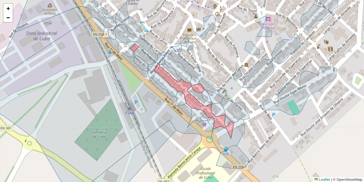 Mapa detalhado do código postal 7940-126 com limites, códigos postais vizinhos e agências dos correios