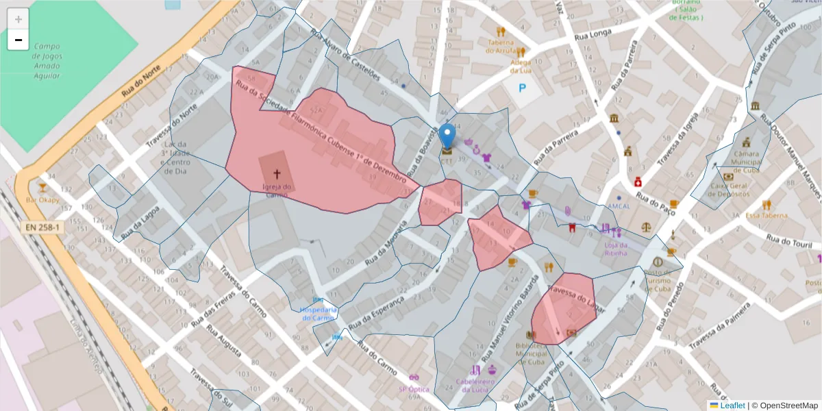 Mapa detalhado do código postal 7940-140 com limites, códigos postais vizinhos e agências dos correios