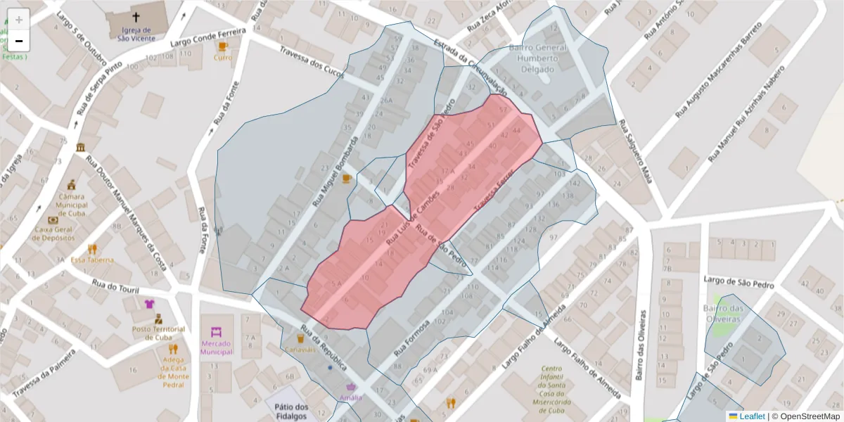 Mapa detalhado do código postal 7940-161 com limites, códigos postais vizinhos e agências dos correios