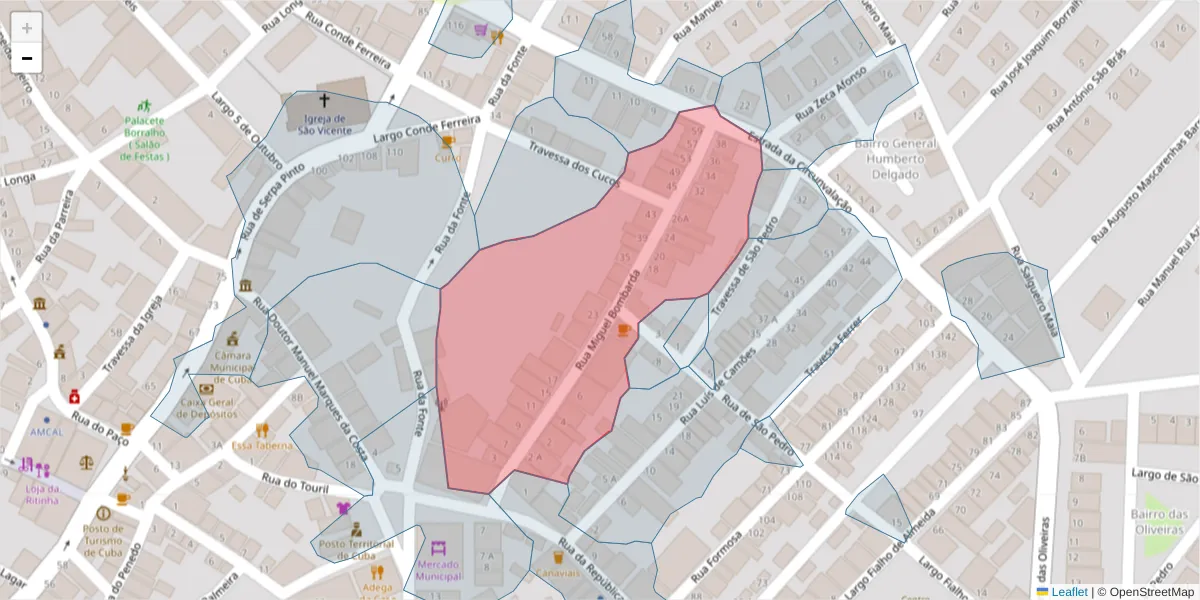 Mapa detalhado do código postal 7940-167 com limites, códigos postais vizinhos e agências dos correios