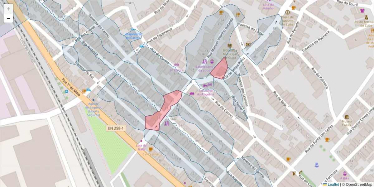 Mapa detalhado do código postal 7940-169 com limites, códigos postais vizinhos e agências dos correios
