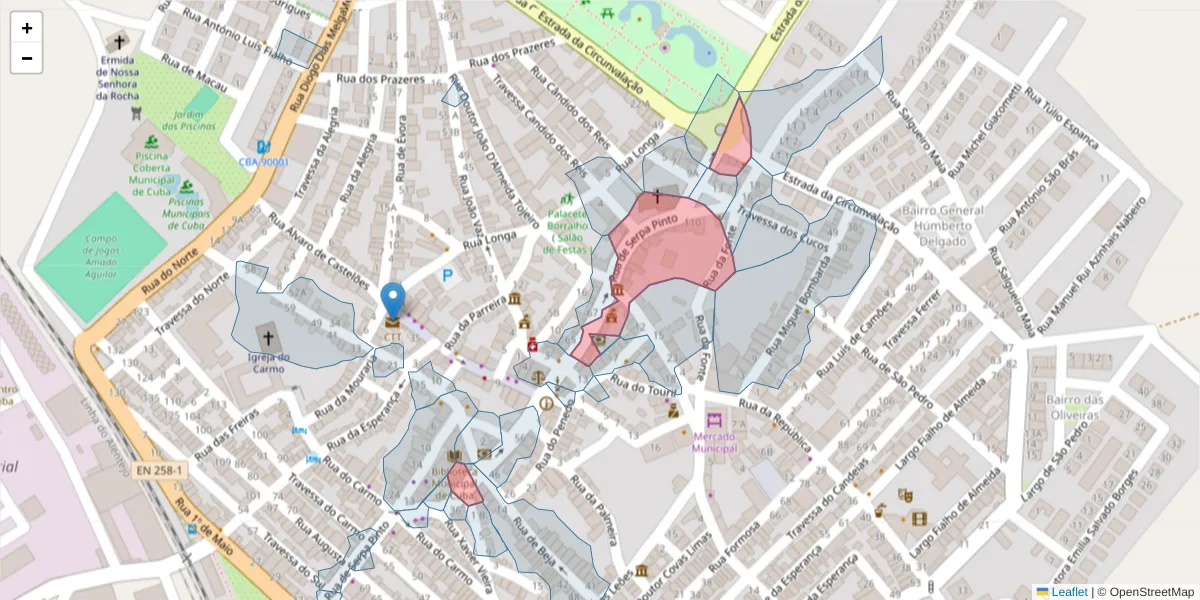 Mapa detalhado do código postal 7940-172 com limites, códigos postais vizinhos e agências dos correios