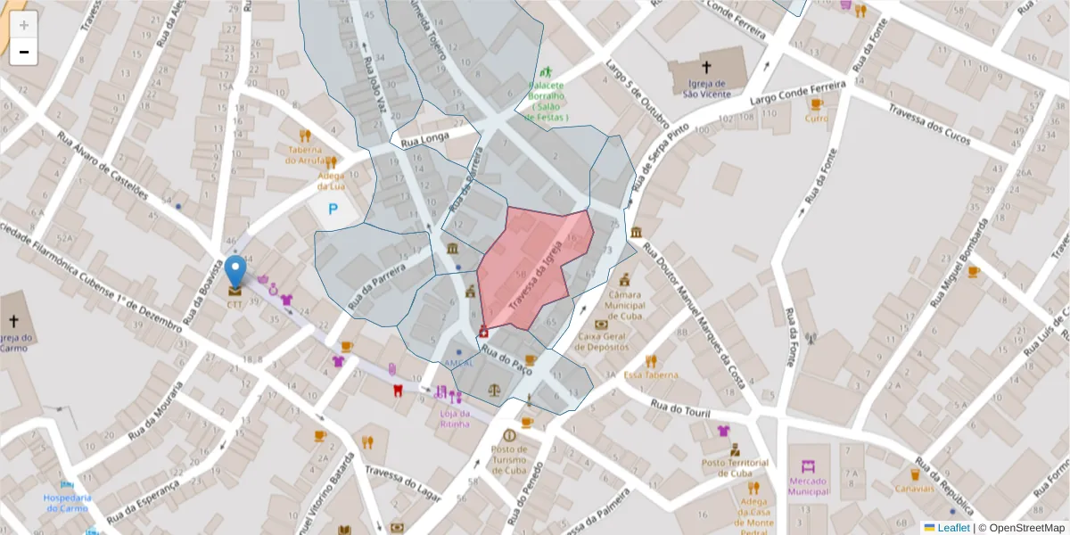 Mapa detalhado do código postal 7940-176 com limites, códigos postais vizinhos e agências dos correios