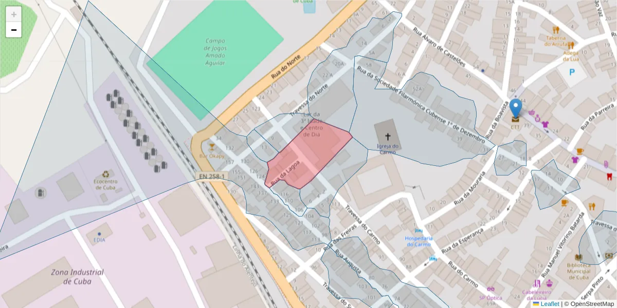 Mapa detalhado do código postal 7940-177 com limites, códigos postais vizinhos e agências dos correios