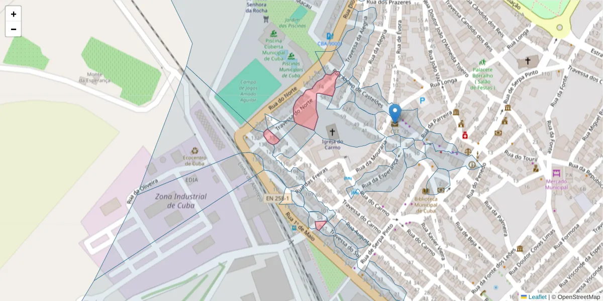 Mapa detalhado do código postal 7940-182 com limites, códigos postais vizinhos e agências dos correios