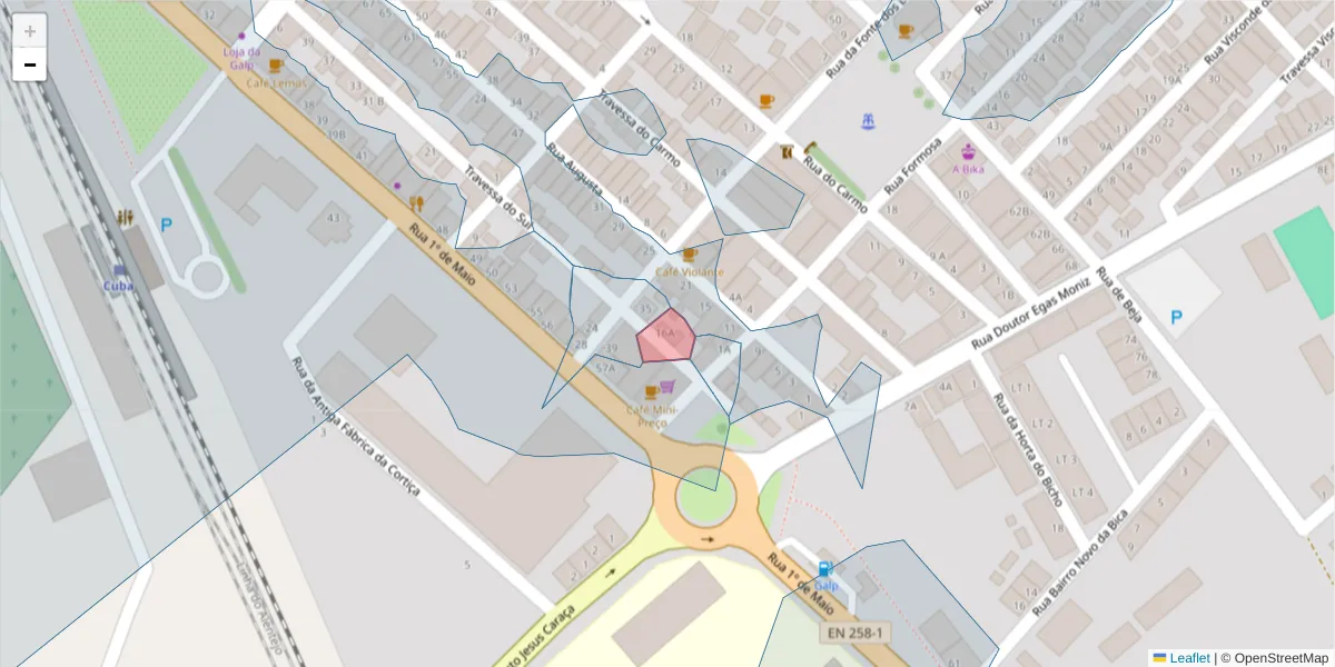 Mapa detalhado do código postal 7940-187 com limites, códigos postais vizinhos e agências dos correios