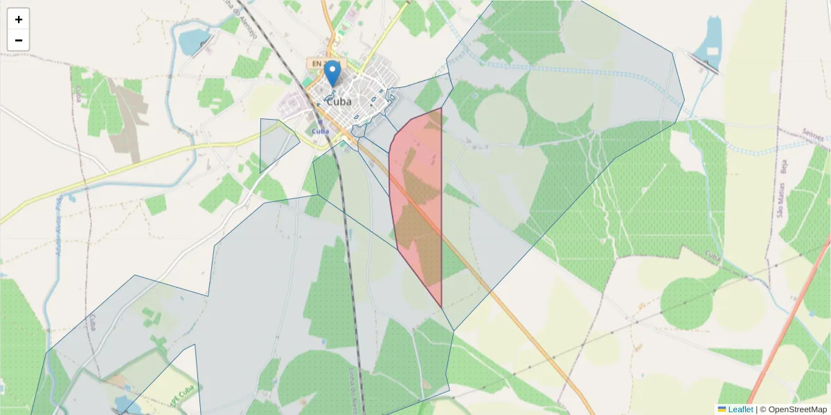 Mapa detalhado do código postal 7940-255 com limites, códigos postais vizinhos e agências dos correios