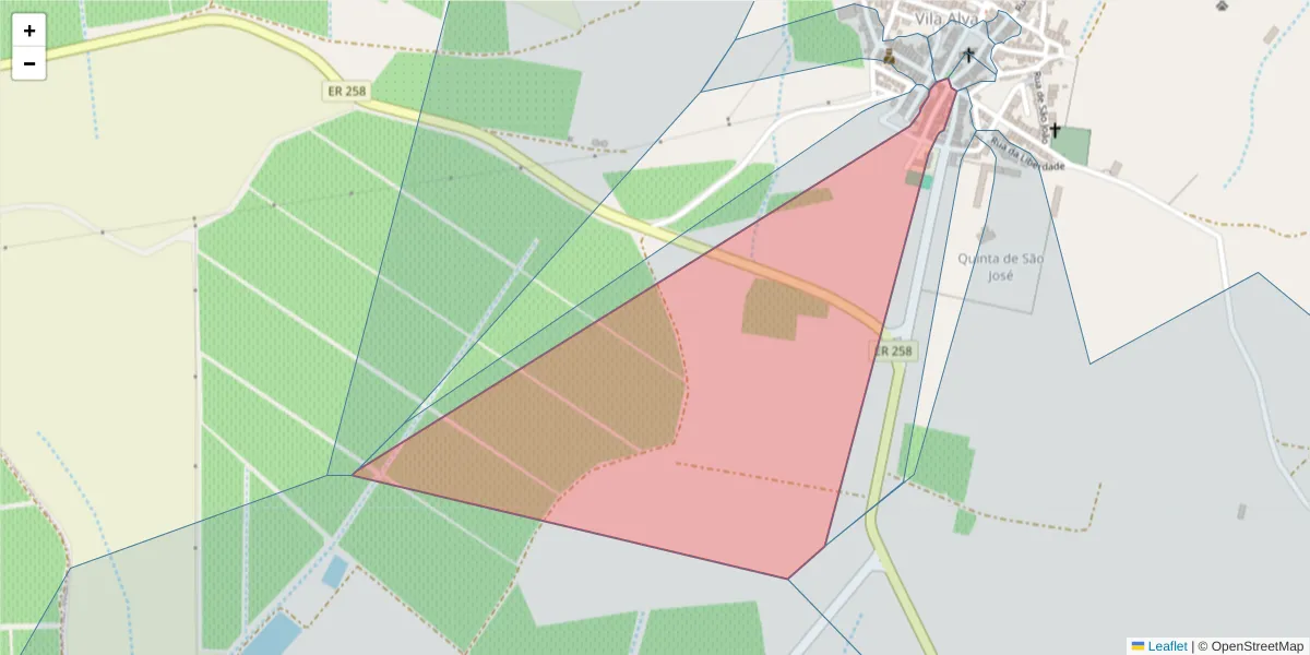 Mapa detalhado do código postal 7940-389 com limites, códigos postais vizinhos e agências dos correios