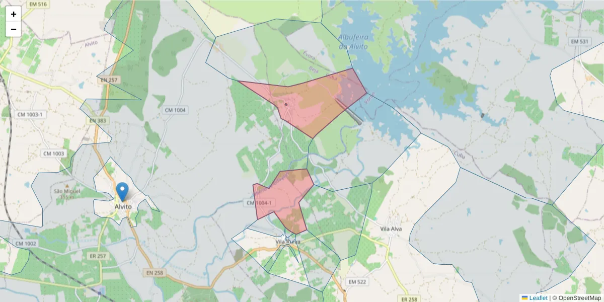 Mapa detalhado do código postal 7940-411 com limites, códigos postais vizinhos e agências dos correios