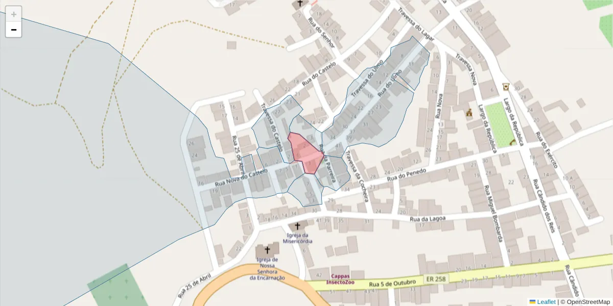 Mapa detalhado do código postal 7940-454 com limites, códigos postais vizinhos e agências dos correios