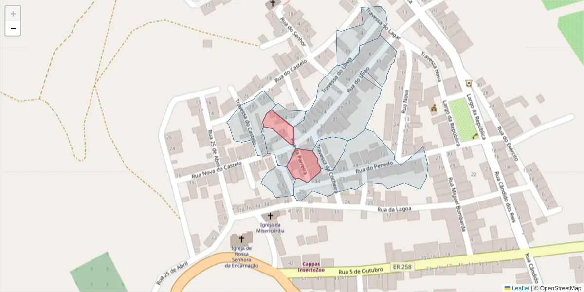 Mapa detalhado do código postal 7940-460 com limites, códigos postais vizinhos e agências dos correios