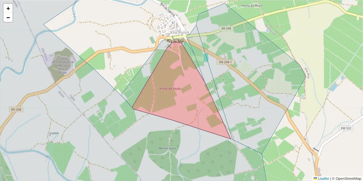 Mapa detalhado do código postal 7940-462 com limites, códigos postais vizinhos e agências dos correios