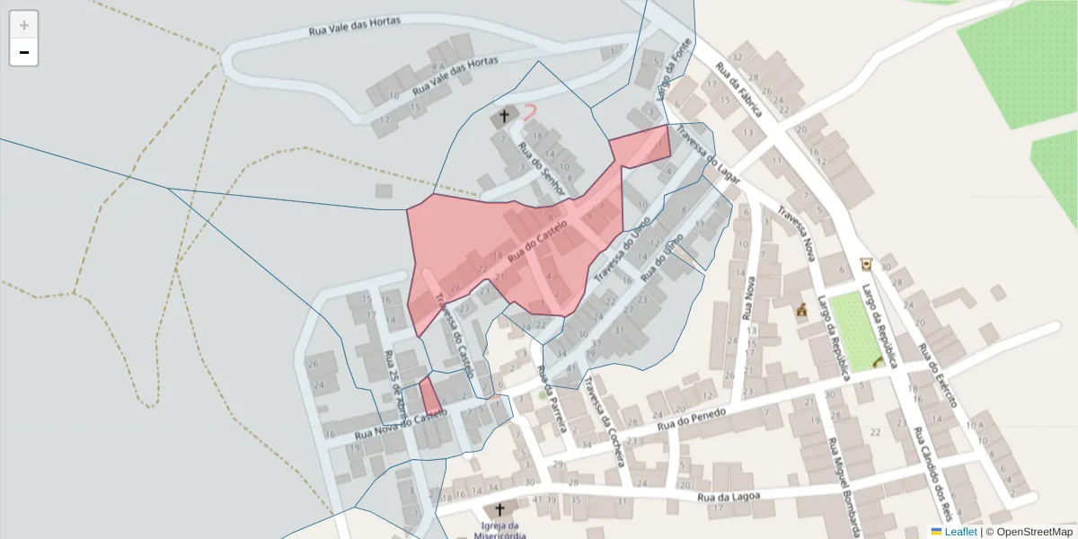 Mapa detalhado do código postal 7940-464 com limites, códigos postais vizinhos e agências dos correios