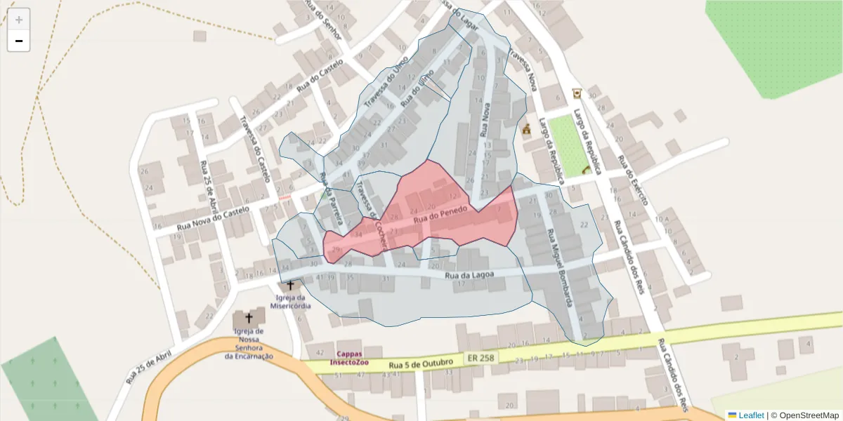 Mapa detalhado do código postal 7940-466 com limites, códigos postais vizinhos e agências dos correios