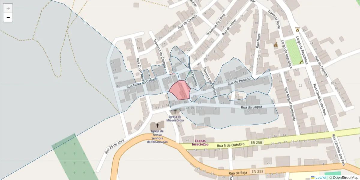 Mapa detalhado do código postal 7940-475 com limites, códigos postais vizinhos e agências dos correios