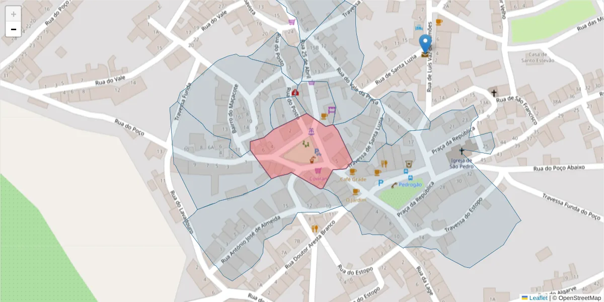 Mapa detalhado do código postal 7960-025 com limites, códigos postais vizinhos e agências dos correios