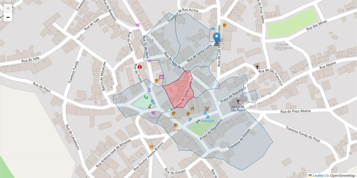 Mapa detalhado do código postal 7960-057 com limites, códigos postais vizinhos e agências dos correios