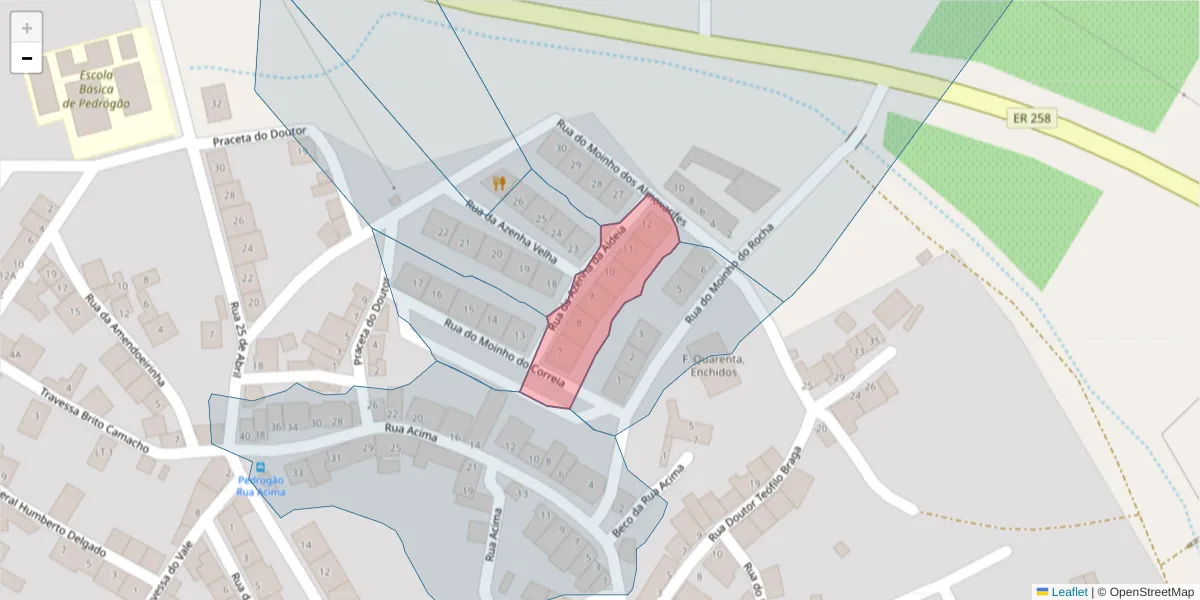 Mapa detalhado do código postal 7960-062 com limites, códigos postais vizinhos e agências dos correios