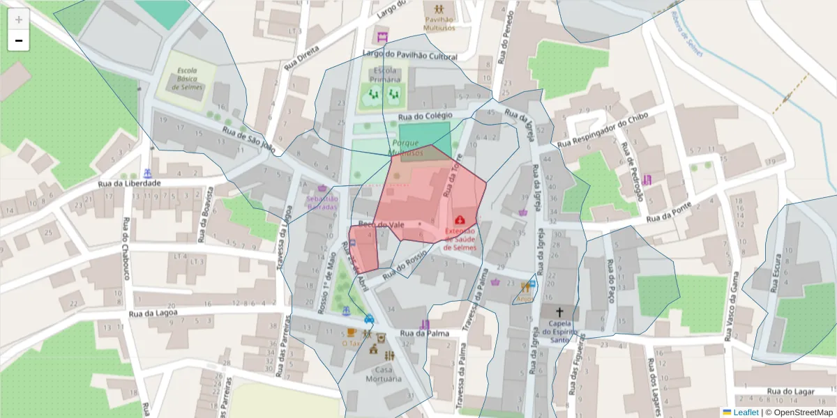 Mapa detalhado do código postal 7960-151 com limites, códigos postais vizinhos e agências dos correios