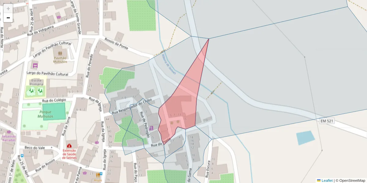 Mapa detalhado do código postal 7960-153 com limites, códigos postais vizinhos e agências dos correios