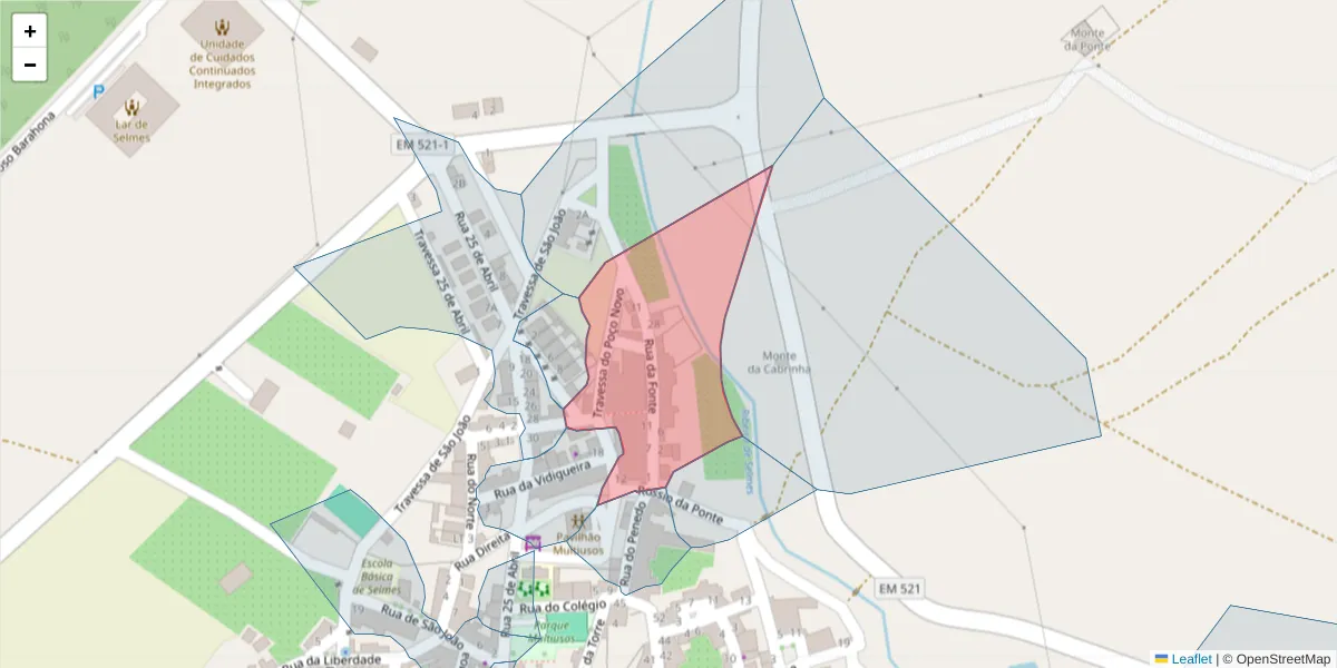 Mapa detalhado do código postal 7960-159 com limites, códigos postais vizinhos e agências dos correios