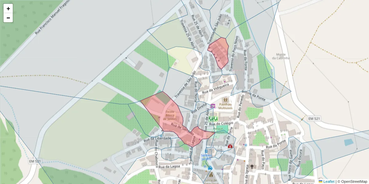 Mapa detalhado do código postal 7960-171 com limites, códigos postais vizinhos e agências dos correios