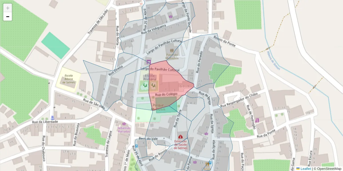 Mapa detalhado do código postal 7960-174 com limites, códigos postais vizinhos e agências dos correios