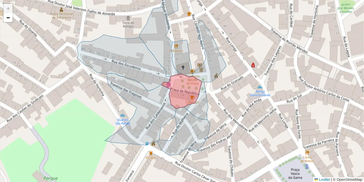 Mapa detalhado do código postal 7960-225 com limites, códigos postais vizinhos e agências dos correios