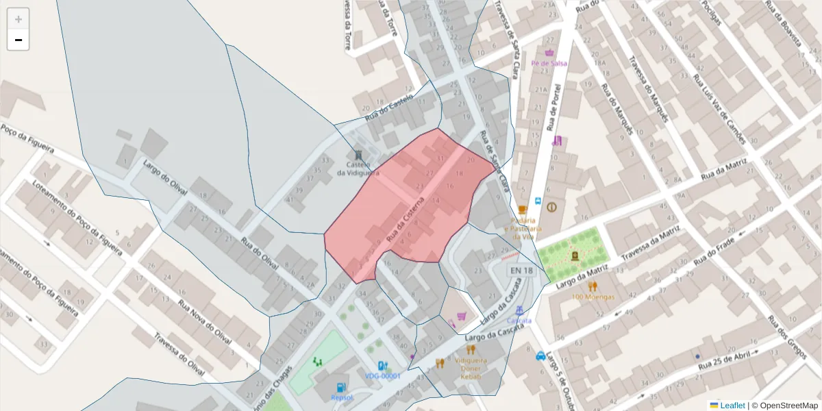 Mapa detalhado do código postal 7960-237 com limites, códigos postais vizinhos e agências dos correios