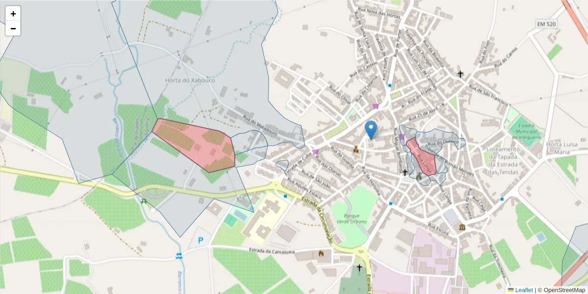Mapa detalhado do código postal 7960-241 com limites, códigos postais vizinhos e agências dos correios
